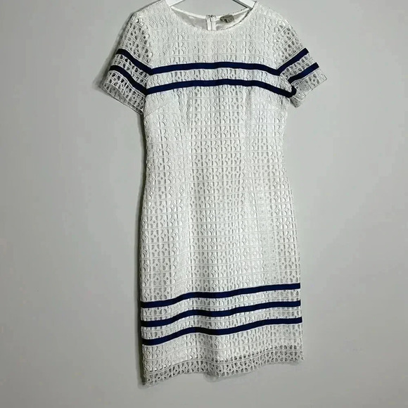 Cremieux White Dress with Blue Stripes - Picture 3 of 9